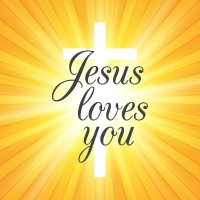 Jesus loves you on sunburst background vector