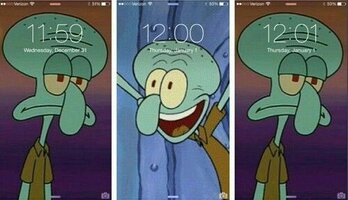 Squidward happy new year meme
