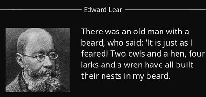 Quote there was an old man with a beard who said it is just as i feared two owls and a hen edw