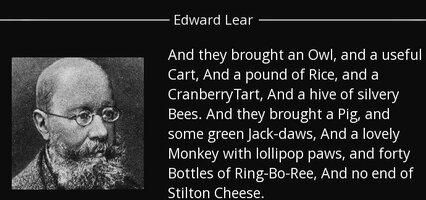 Quote and they brought an owl and a useful cart and a pound of rice and a cranberrytart and ed